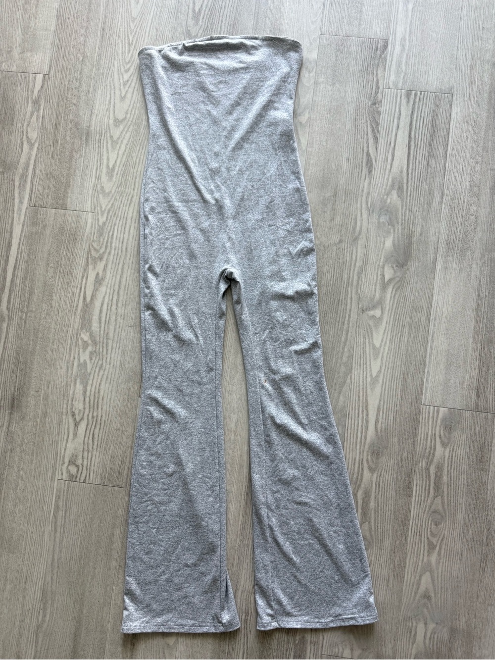 SHEIN Gray Strapless Wide-Leg Jumpsuit
